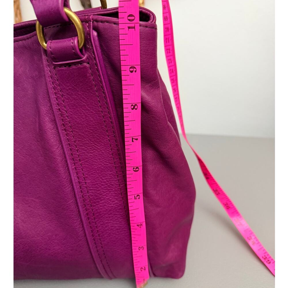 American Leather Co Purple Leather Val Perfect Satchel Tote Shoulder Bag - Picture 6 of 9